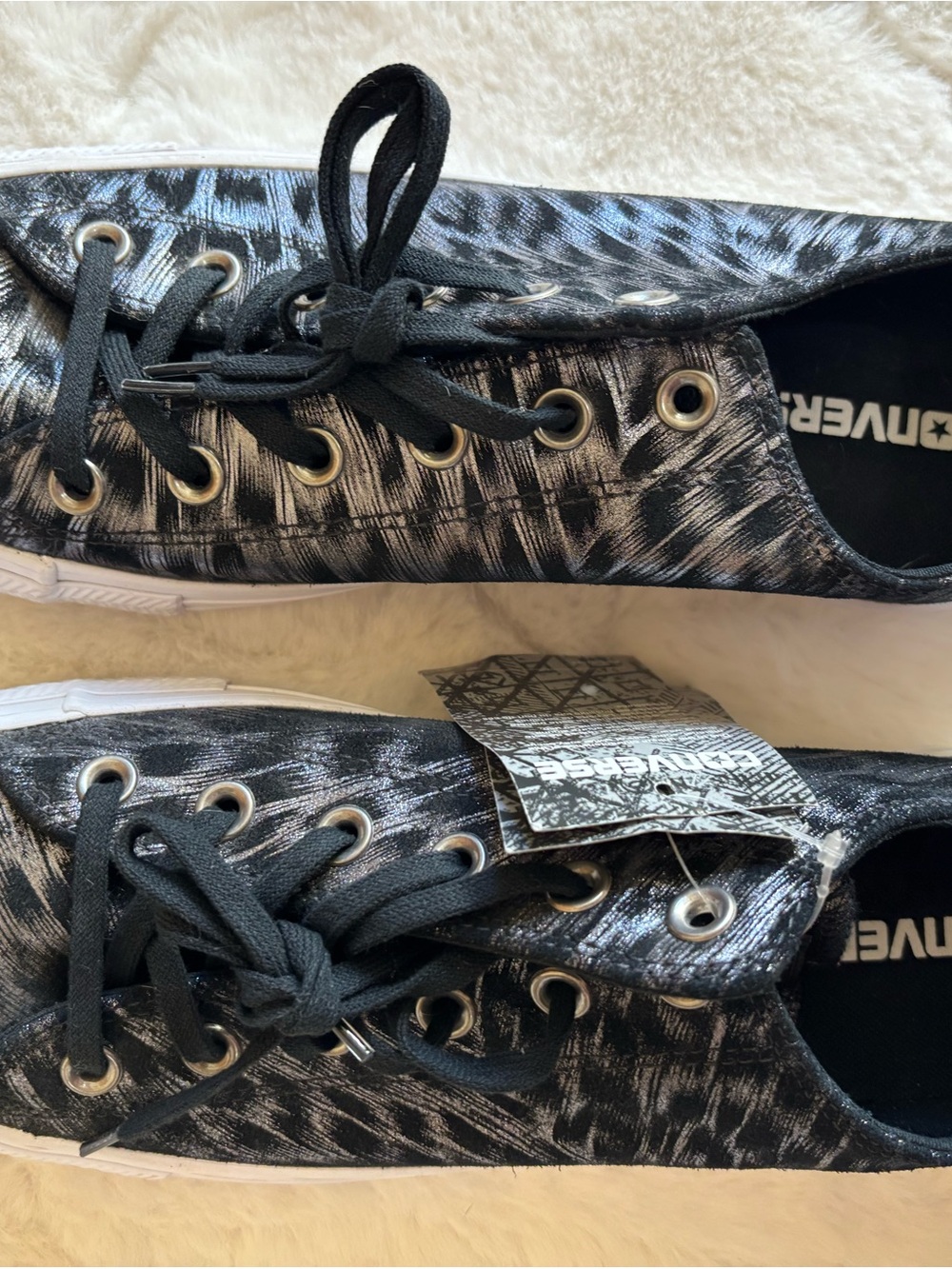 Converse Black and White Brushstroke Low-Top Sneakers